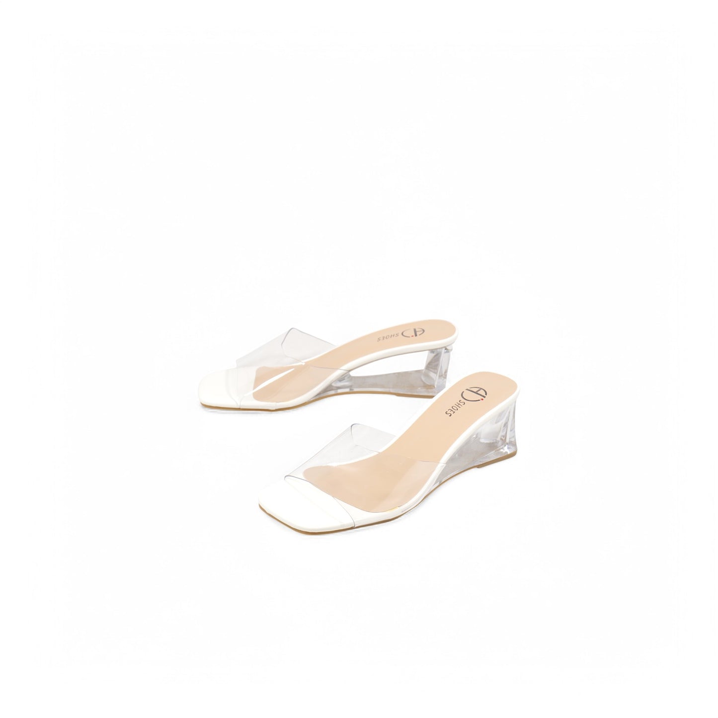 Sandalias de cuña de vinilo transparente