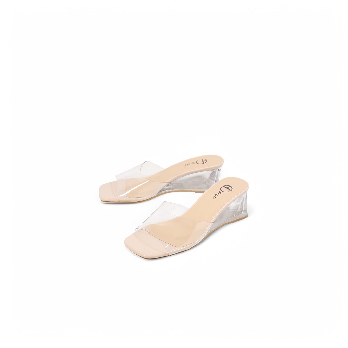 Sandalias de cuña de vinilo transparente